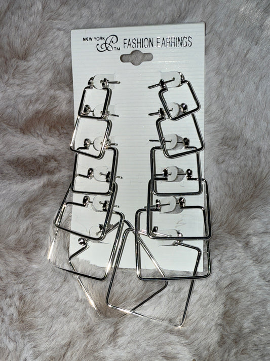 *New* 6 pairs Squared Earrings